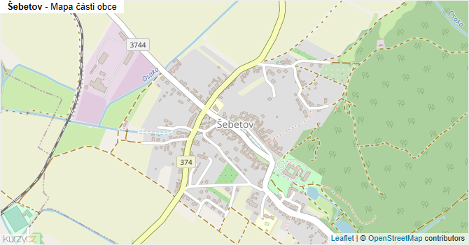 Šebetov - mapa části obce