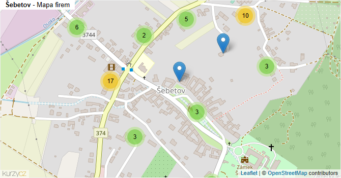 Šebetov - mapa firem