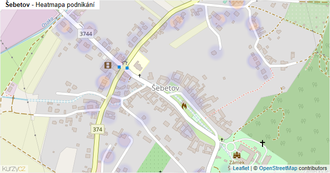 Šebetov - mapa podnikání