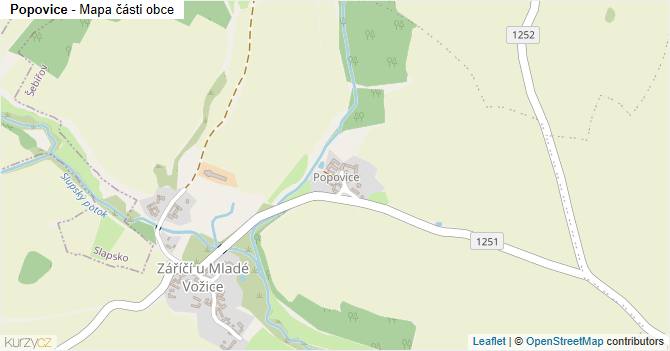 Popovice - mapa části obce