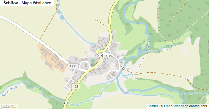 Šebířov - mapa části obce