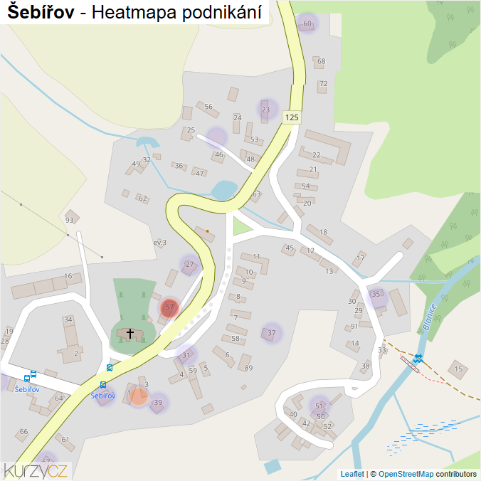 Mapa Šebířov - Firmy v části obce.