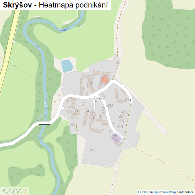 Mapa Skrýšov - Firmy v části obce.