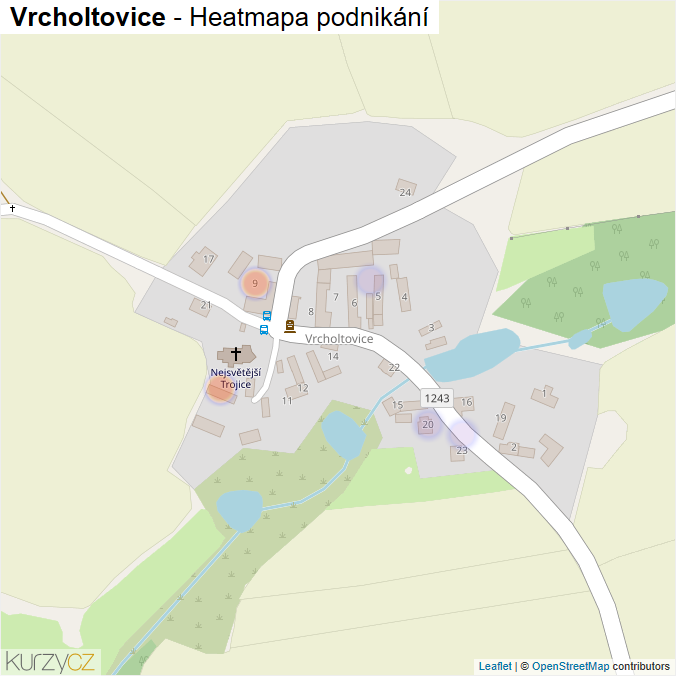 Mapa Vrcholtovice - Firmy v části obce.
