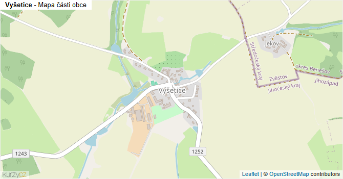 Vyšetice - mapa části obce
