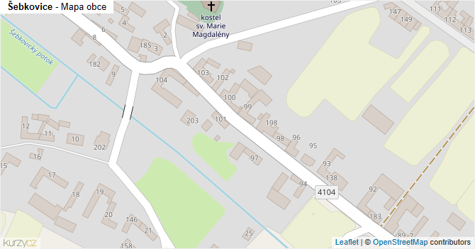 Šebkovice - mapa obce