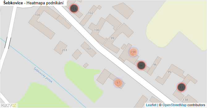 Šebkovice - mapa podnikání