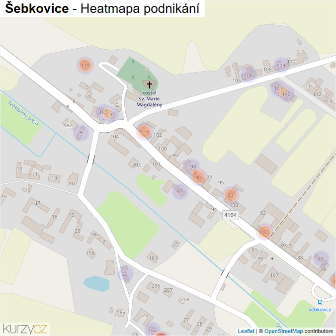 Mapa Šebkovice - Firmy v části obce.