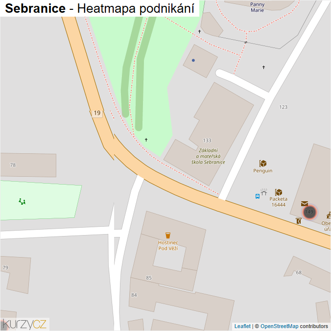 Mapa Sebranice - Firmy v obci.