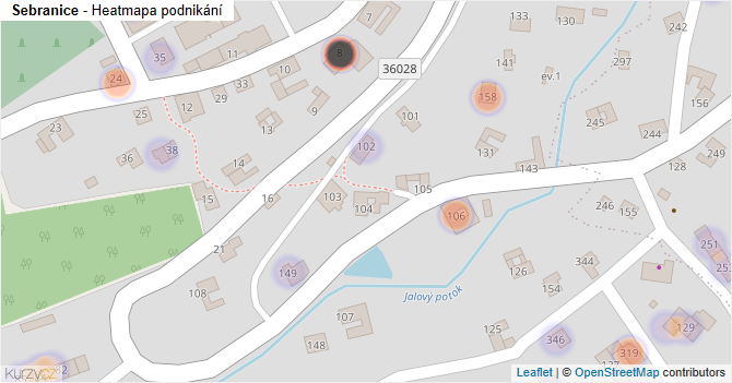 Sebranice - mapa podnikání