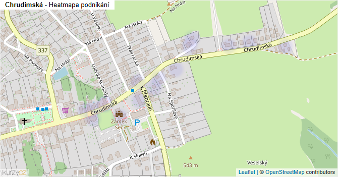 Chrudimská - mapa podnikání