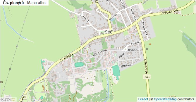 Čs. pionýrů - mapa ulice