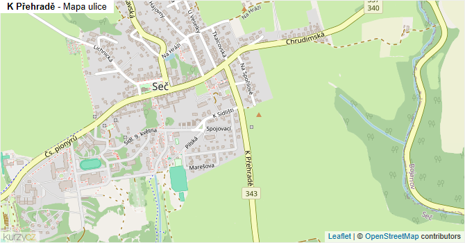 K Přehradě - mapa ulice