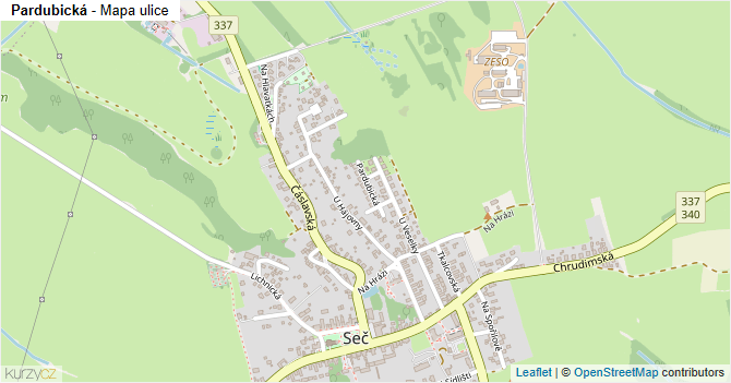 Pardubická - mapa ulice