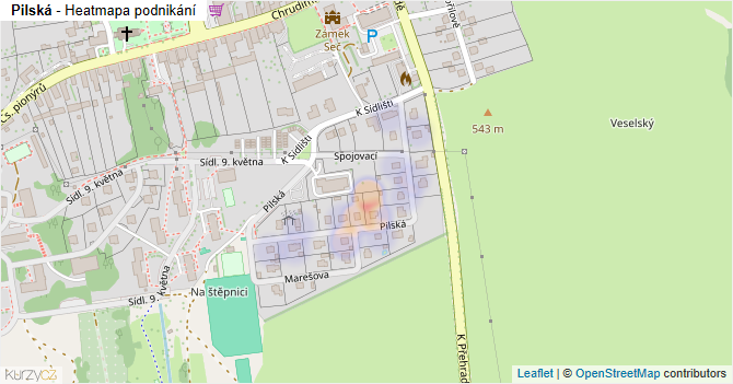 Pilská - mapa podnikání
