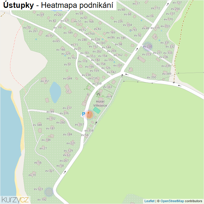 Mapa Ústupky - Firmy v části obce.