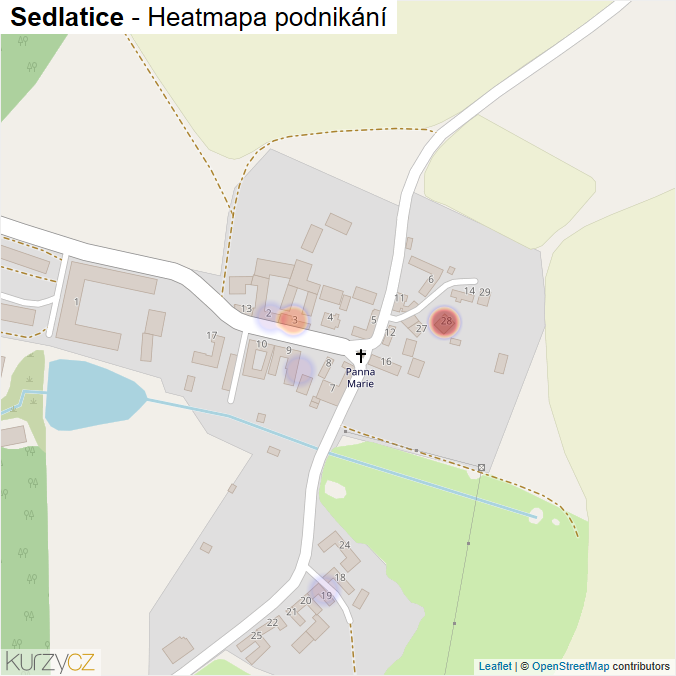 Mapa Sedlatice - Firmy v části obce.