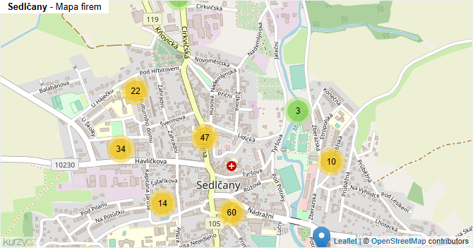 Sedlčany - mapa firem