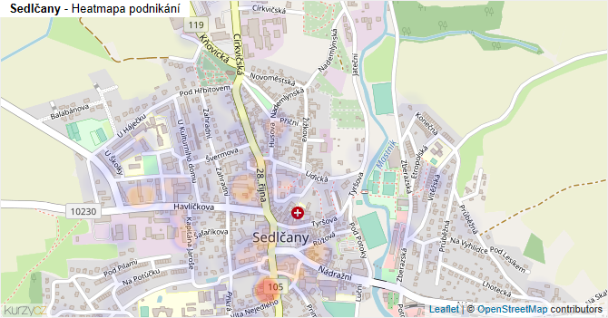 Sedlčany - mapa podnikání