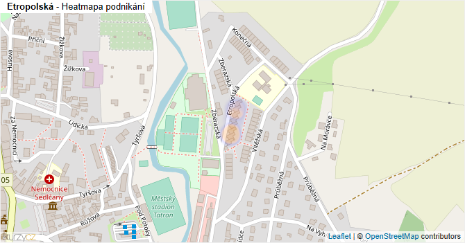 Etropolská - mapa podnikání