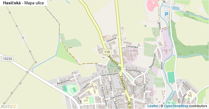 Hasičská - mapa ulice