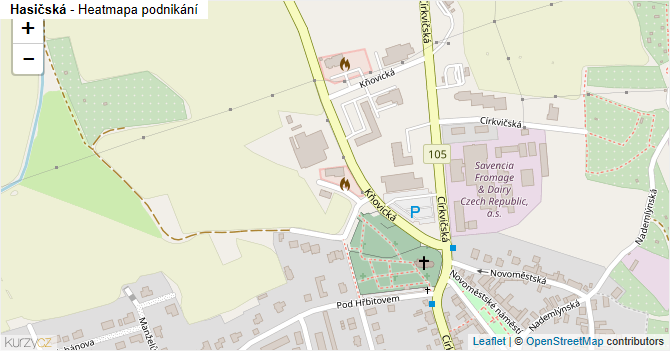 Hasičská - mapa podnikání