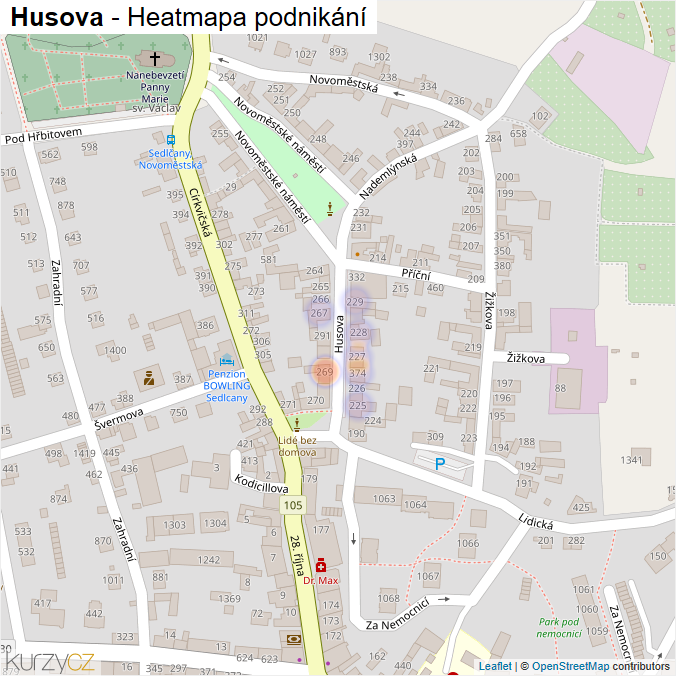 Mapa Husova - Firmy v ulici.
