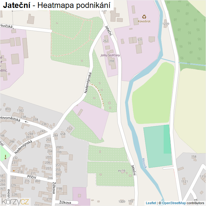 Mapa Jateční - Firmy v ulici.