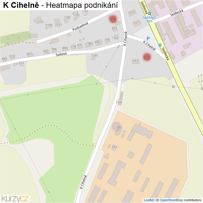 Mapa K Cihelně - Firmy v ulici.