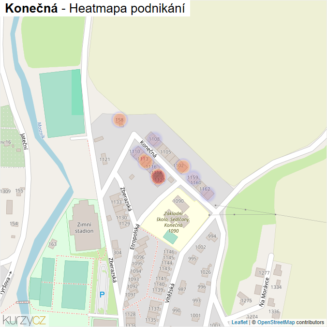 Mapa Konečná - Firmy v ulici.