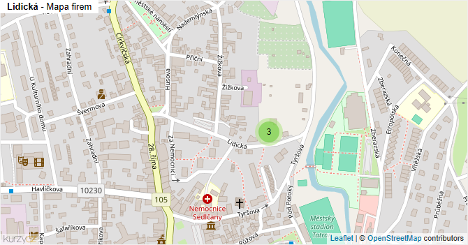 Lidická - mapa firem