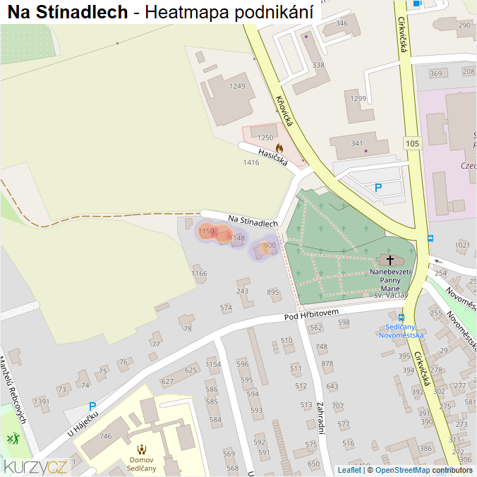 Mapa Na Stínadlech - Firmy v ulici.