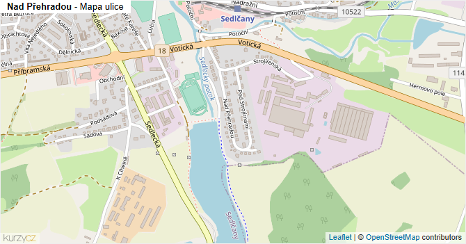 Nad Přehradou - mapa ulice