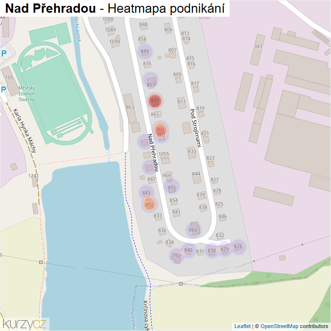 Mapa Nad Přehradou - Firmy v ulici.