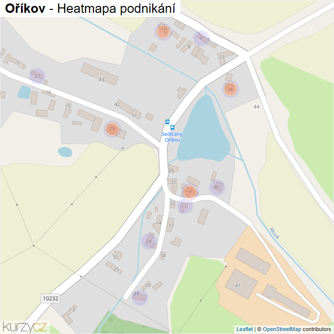 Mapa Oříkov - Firmy v části obce.
