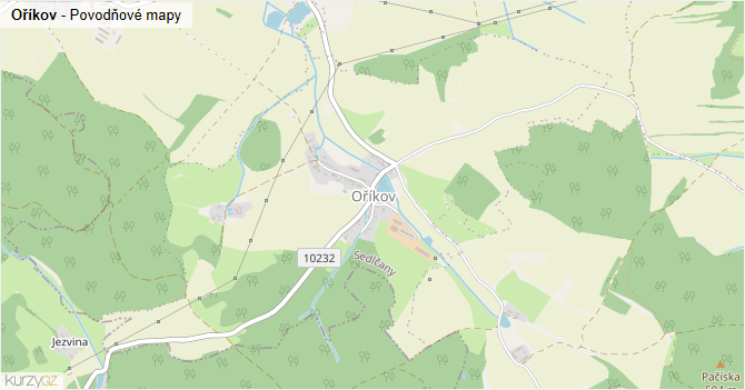 Oříkov - záplavové mapy stoleté vody