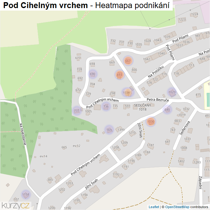 Mapa Pod Cihelným vrchem - Firmy v ulici.