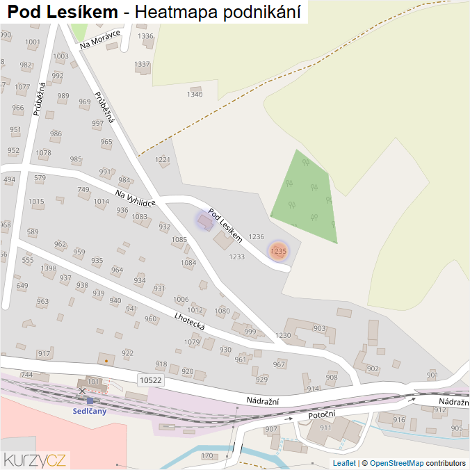 Mapa Pod Lesíkem - Firmy v ulici.