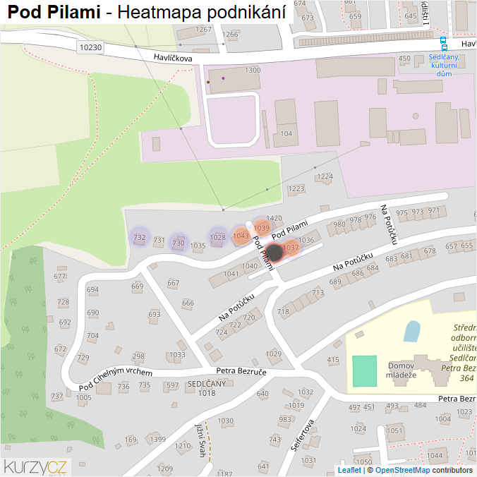 Mapa Pod Pilami - Firmy v ulici.