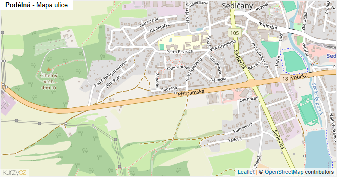 Podélná - mapa ulice