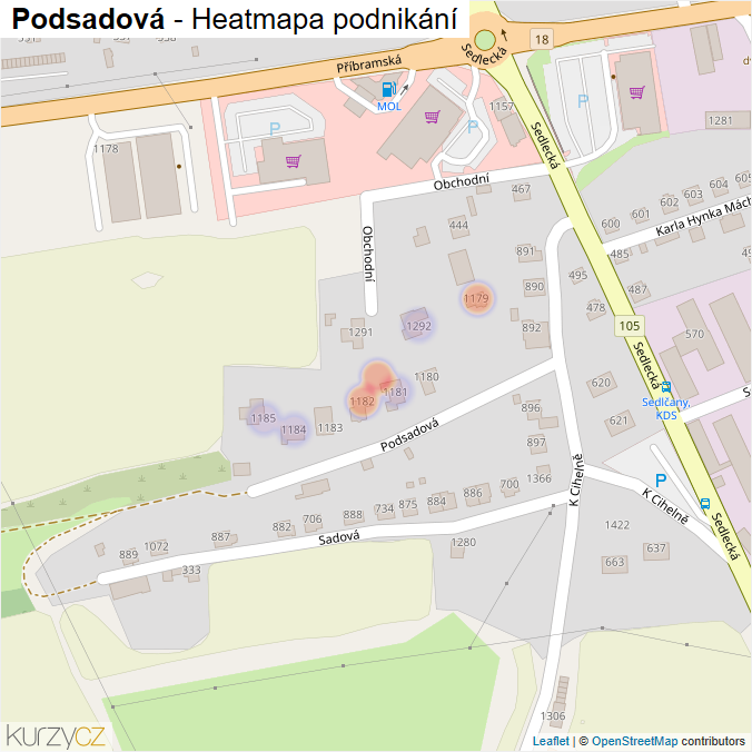 Mapa Podsadová - Firmy v ulici.