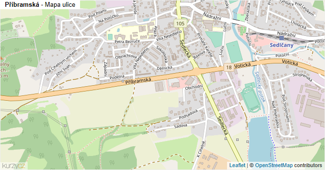 Příbramská - mapa ulice
