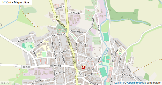 Příční - mapa ulice