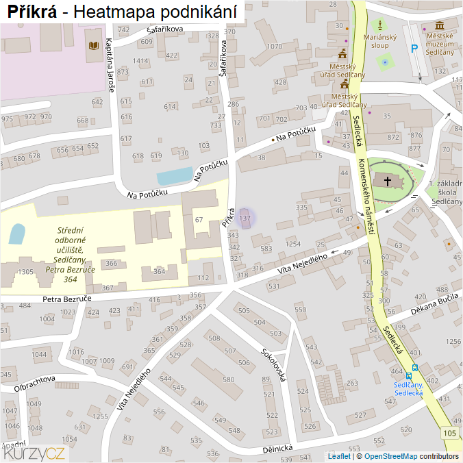 Mapa Příkrá - Firmy v ulici.