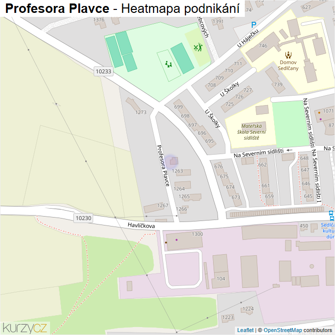 Mapa Profesora Plavce - Firmy v ulici.