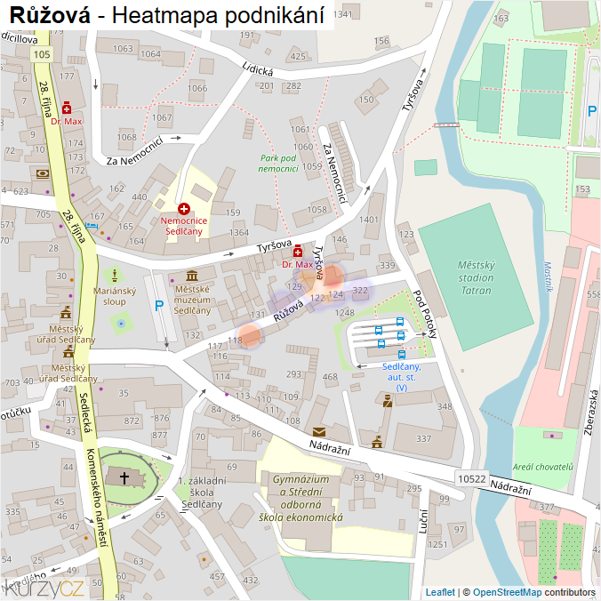 Mapa Růžová - Firmy v ulici.