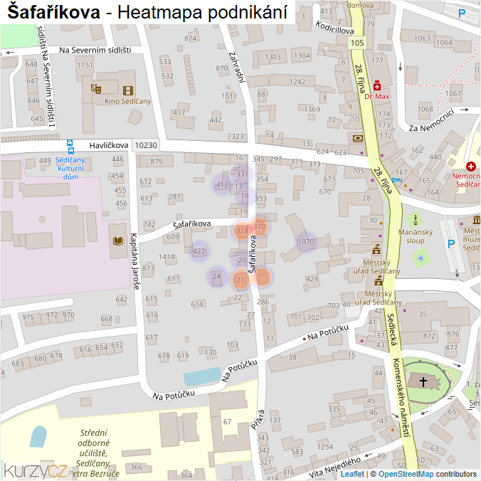Mapa Šafaříkova - Firmy v ulici.
