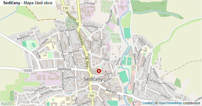 Sedlčany - mapa části obce