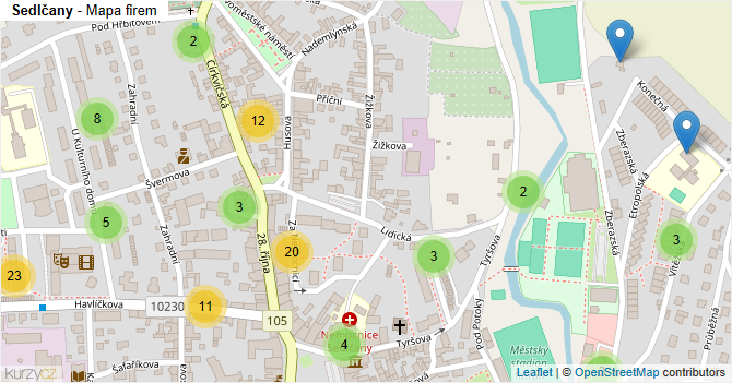 Sedlčany - mapa firem