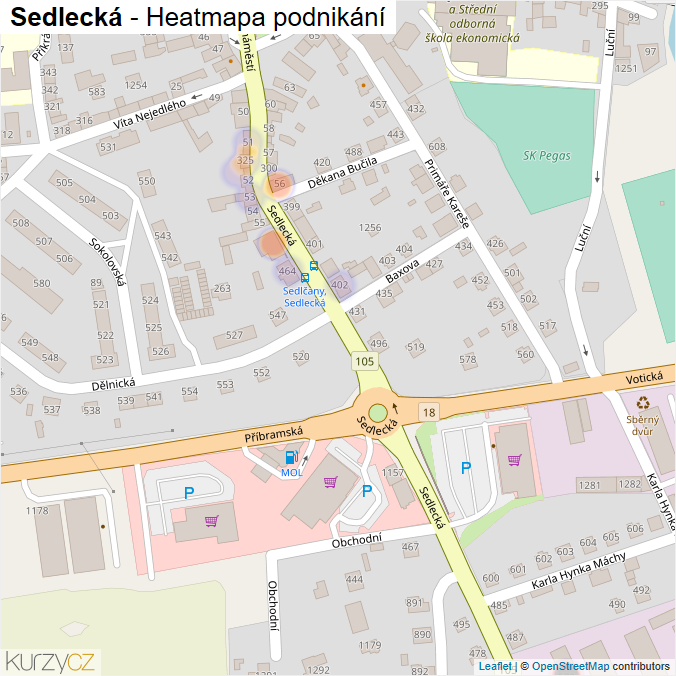 Mapa Sedlecká - Firmy v ulici.